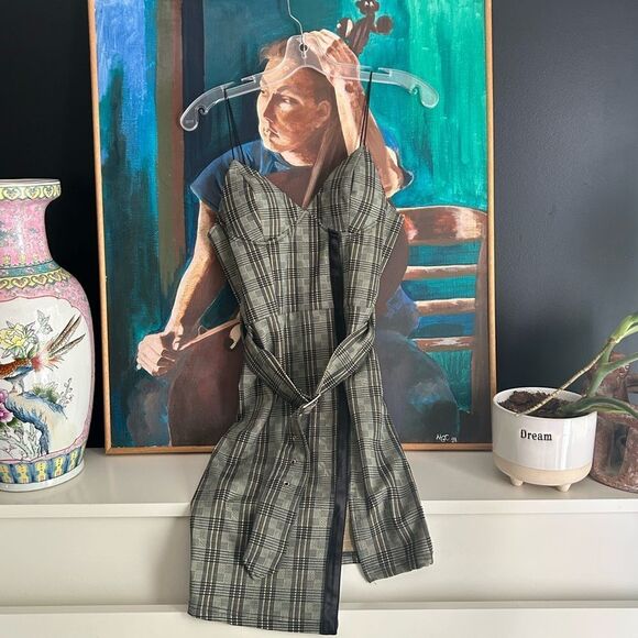 Fashion Nova Black and Tan Checkered Bodycon Dress Small - Picture 2 of 16